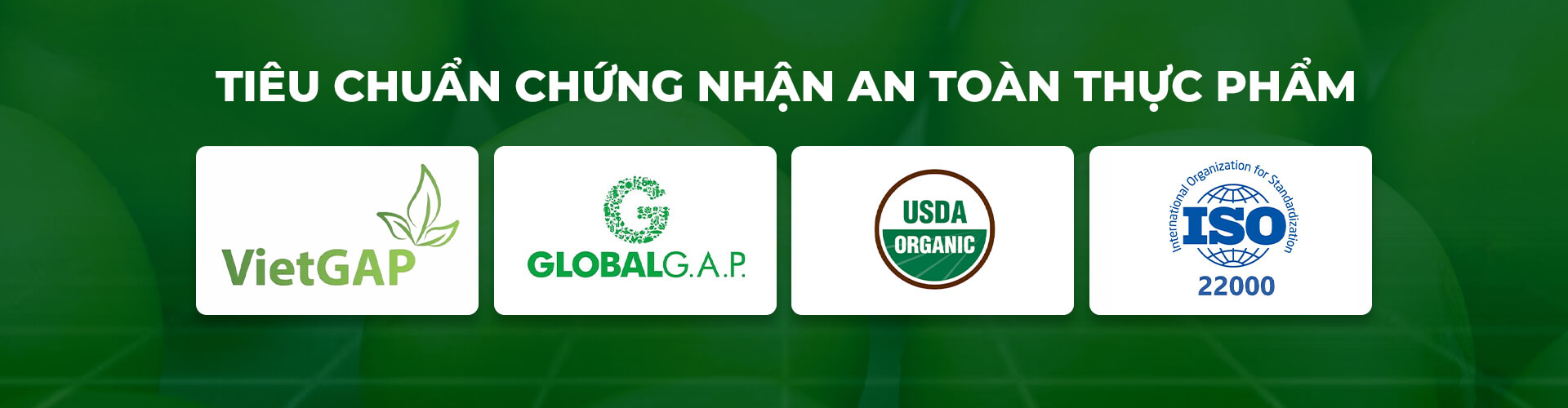 Food Safety Certifications - VietGAP, GlobalG.A.P, USDA Organic, ISO 22000